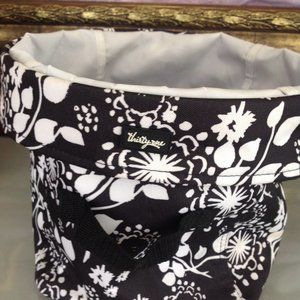 Thirty One Black & White Floral Round Canvas tote
